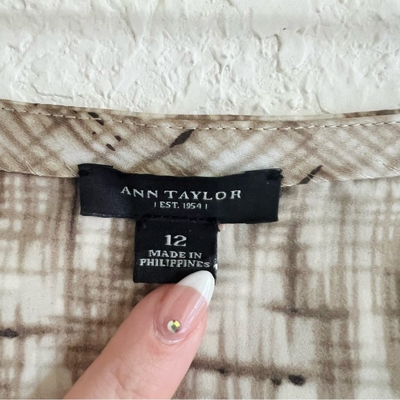Ann Taylor Neutral Patterned Silky Dress - Picture 2 of 9